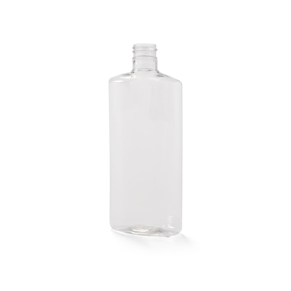 20 oz. Clear PET Plastic Ribbed Oval Bottle, 28mm 28-410